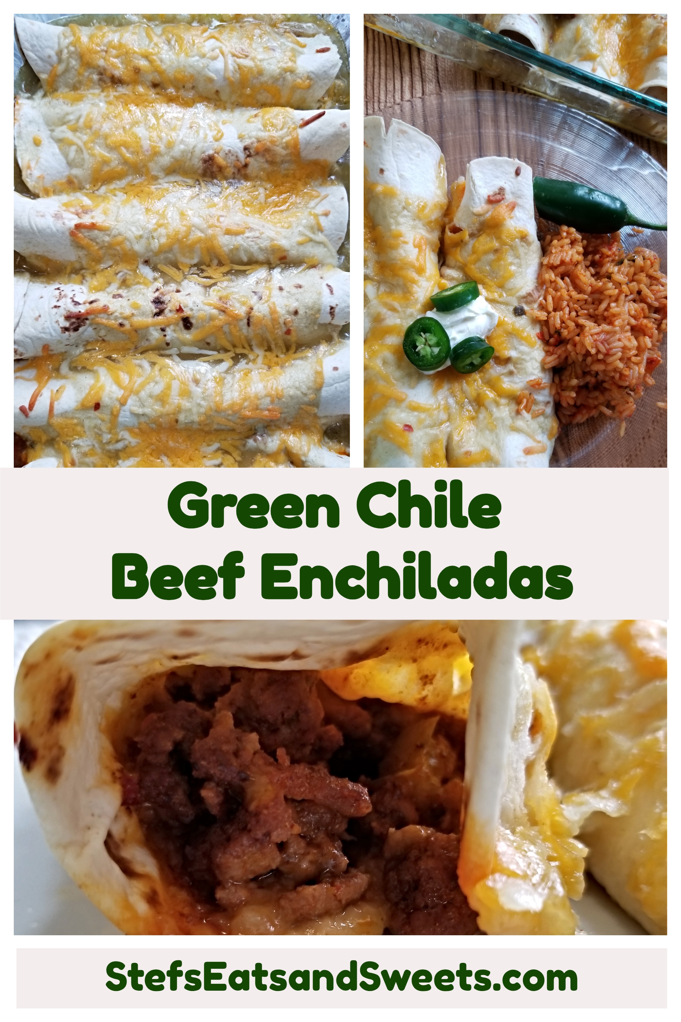Green Chile Beef Enchiladas Pinterest Collage 