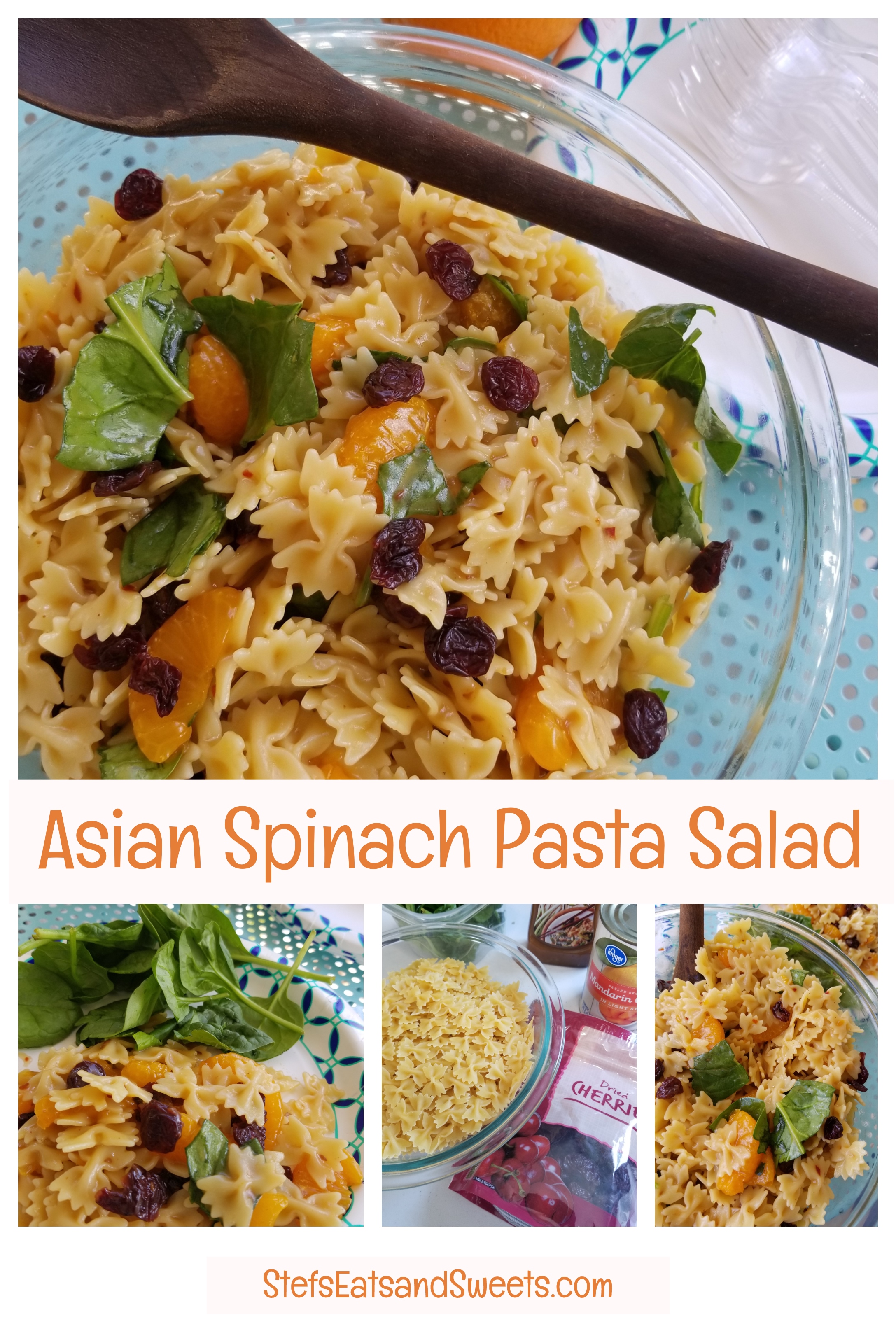 asian spinach salad pinterest collage