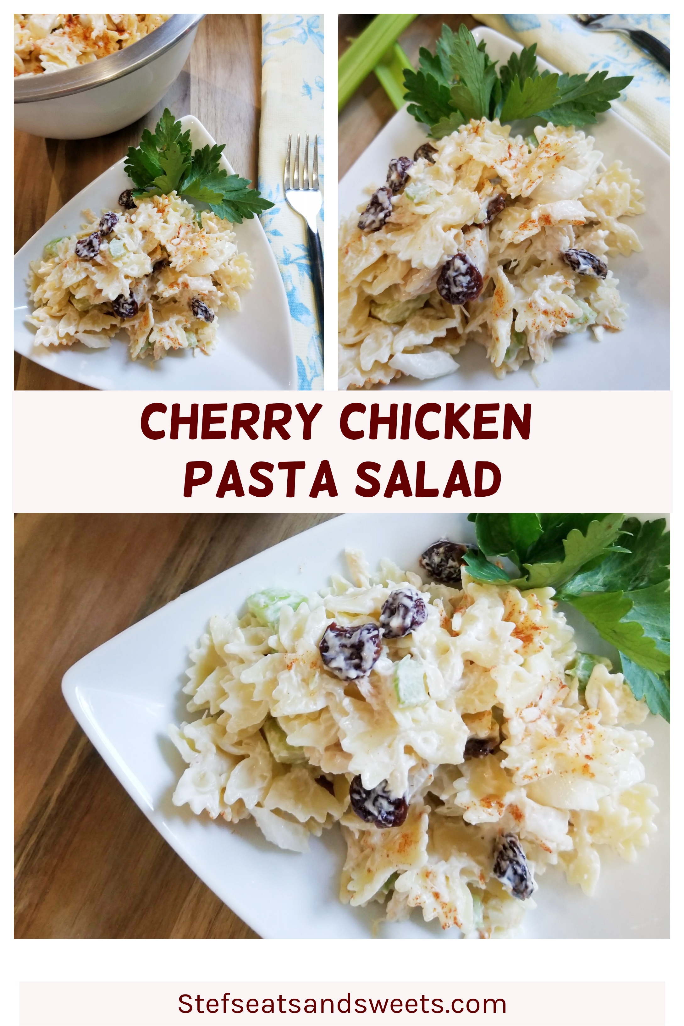 cherry chicken pasta salad pinterest image 